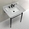 Fauceture KVPB3022M8SQ0 30" Console Sink with Brass Legs (8-Inch, 3 Hole), Marble White/Matte Black KVPB3022M8SQ0 - alternate 3